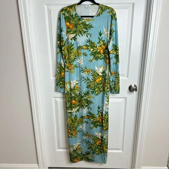 Reformation Tommie Knit Long Sleeve Printed Maxi Dress Villa Livia XL - Picture 7 of 11